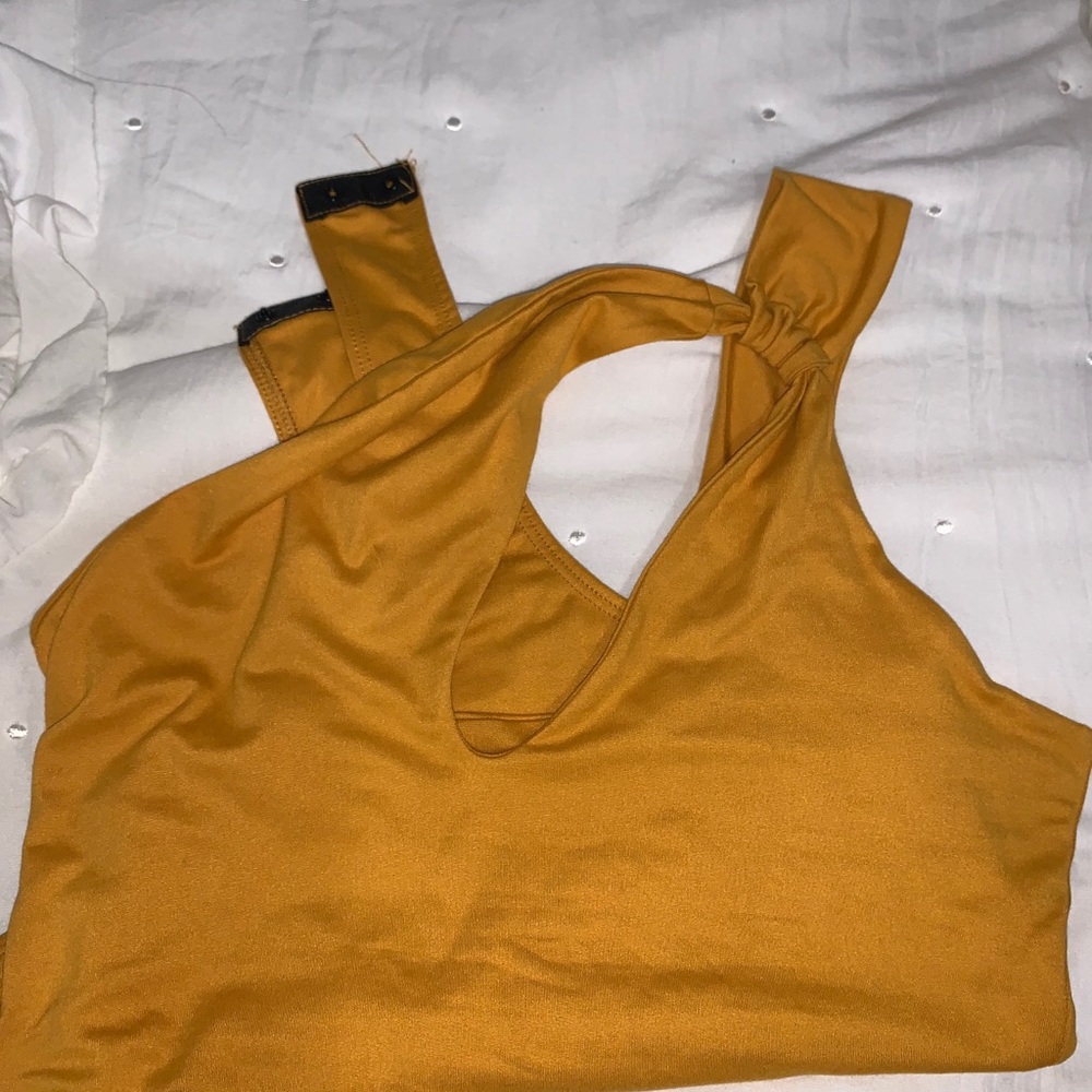 Mustard yellow cut out bodysuit